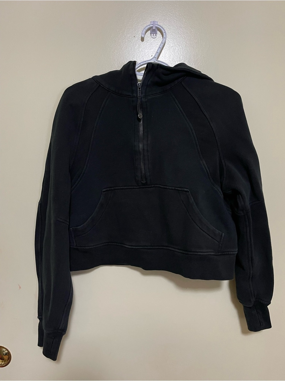 lululemon athletica Black Half-Zip Cropped Hoodie